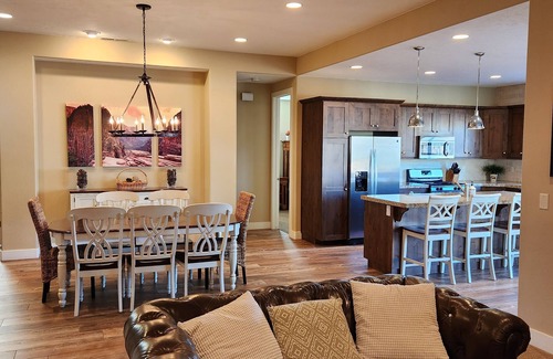 Washington County House | Vacation home opens up directly to the heated pool and open park!