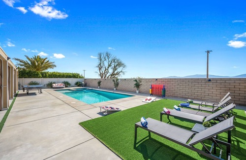 Desert Hot Springs House | Views, Gameroom, Saltwater Pool & Hot tub, Firepit