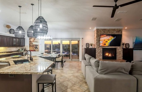 Lake Havasu City House | VIEWS! Luxury Home + Heated Pool, Spa & Fire Pit!
