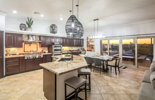 Lake Havasu City House | VIEWS! Luxury Home + Heated Pool, Spa & Fire Pit!