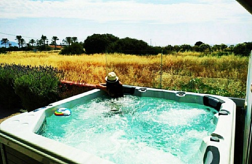 Gennadi Villa | Villa Imerti-Private Beach-Heated Pool-Jacuzzi Spa & SunBeds in palm trees beach