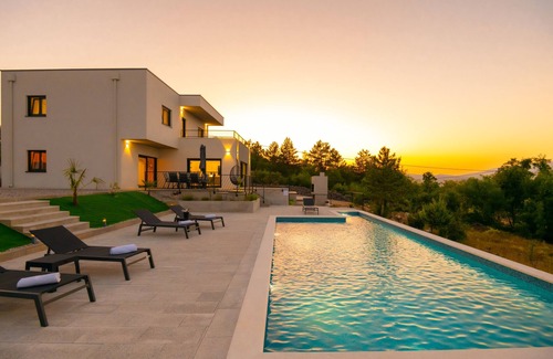 Grubine Villa | VILLA KARIN - NEW - modern villa, EV charger,pool, amazing view, playground, BBQ