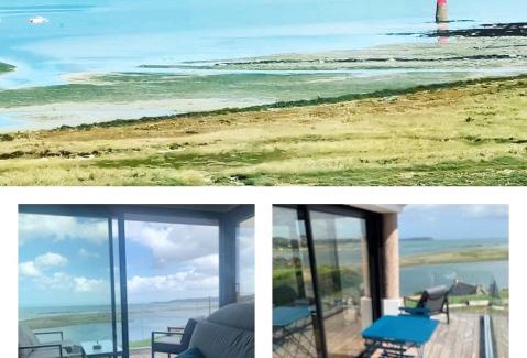 Louannec Villa | Villa l'hermine Vue mer exceptionnelle, prestation luxe contemporaine avec cinema et spa, borne voit électrique