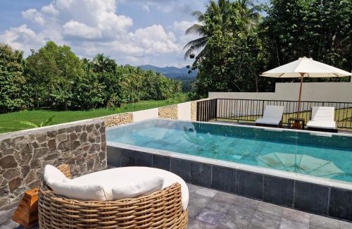 Banjarasri Villa | Villa Norwegia - pool with panorama rice field view