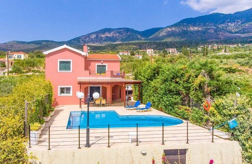 Karavados Villa | Villa Thalia Katerina: Large Private Pool, Walk to Beach, Sea Views, A/C, WiFi