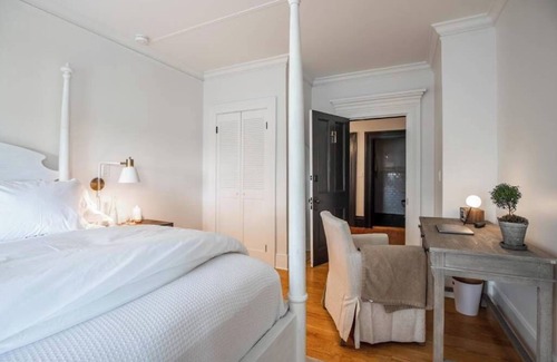 Southold Bed & Breakfast | Vine + Sand-Southold, NY'S Newest B&B-Room 4-Queen Bed and Adjacent Bathroom With Rain Shower