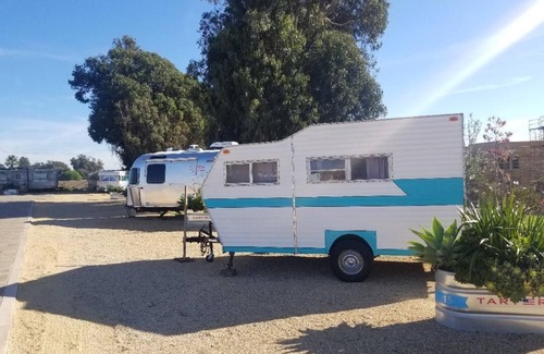 Ventura House | Vintage Camper delivered to your reserved campsite! Near Surf Beach & Downtown