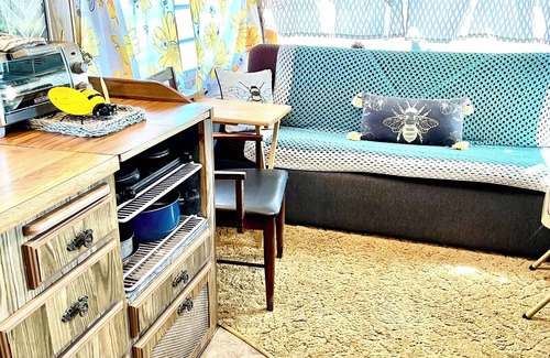 Farmersville Station House | Vintage camper with fabulous views of the rolling hills of Western New York