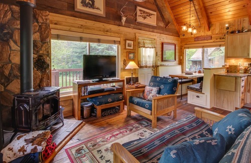 Cle Elum Cabin | Vintage dog-friendly riverfront cabin with covered deck & fireplace - near lake