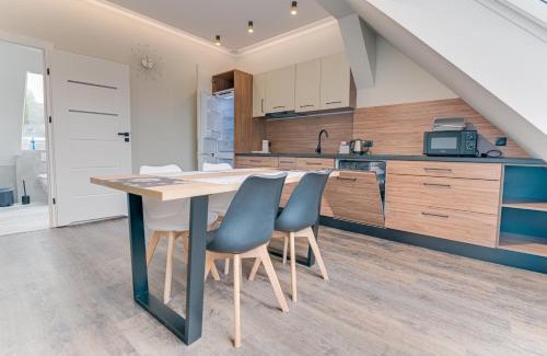 Schwedt/Oder Apartment | VIP Apartment A 64qm 4 Zi DG Wohnung klimatisiert großes Bad u Küche max 4 Gäste inklusive Schlafsofa