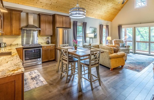 Cullowhee House | Water-view home along the river with central AC, gas fireplace & screened porch