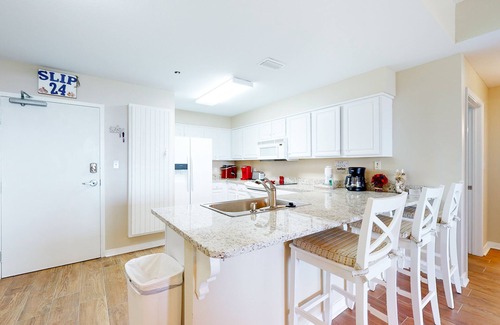Fort Morgan Pines Condo | Waterfront condo with bay views, pool, hot tub, boat ramp, & private balcony