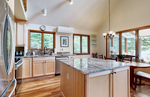 Boothbay Harbor House | Waterfront, dog-friendly home with dock access, river views, deck & sunroom