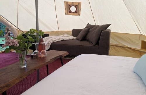Pender Island Resort | Waterfront Furnished Bell Tent on Pender Island - Rustic Charm & Serene Views