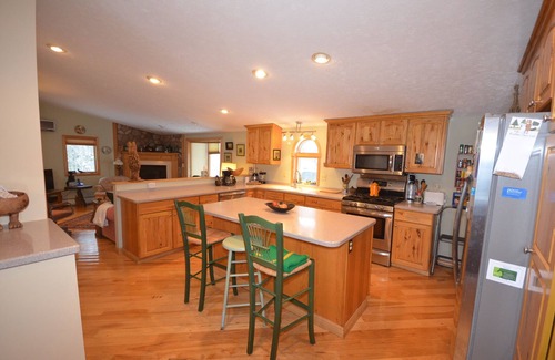 Interlochen House | Waterfront home in Lake Ann with outdoor pool. Pet ok, row boat, kayak, canoe