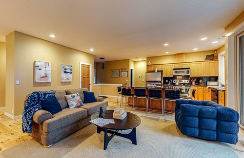 Shelton House | Waterfront home with private hot tub, patio, games, & gym room