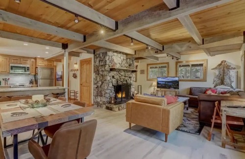Tahoma Cabin | West Shore Tahoe 3-bedroom cabin with hot tub, private beach, fenced, pets ok!