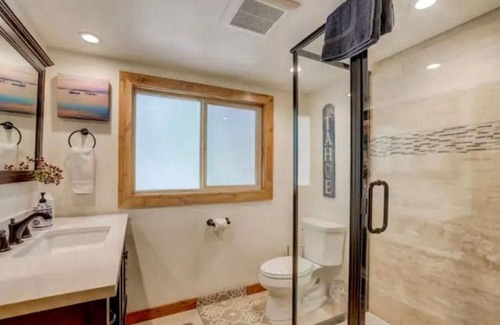 Tahoma Cabin | West Shore Tahoe 3-bedroom cabin with hot tub, private beach, fenced, pets ok!