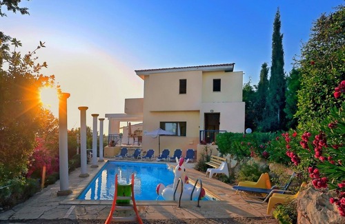Pegeia Villa | Wonderful Villa. Big pool. Colorful garden, Amazing Sea views, VILLAS for GROUPS