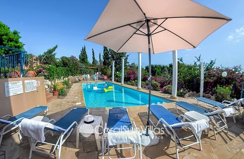 Pegeia Villa | Wonderful Villa. Big pool. Colorful garden, Amazing Sea views, VILLAS for GROUPS