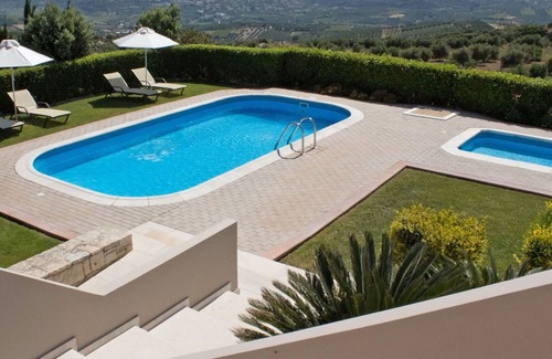 Nikos Kazantzakis Villa | Wonderful private villa for 12 guests with A/C, private pool, WIFI, hot tub, TV, patio and parking