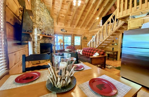 Blue Ridge Cabin | Year-Round Panoramic View: Lake BR & Layered Mtns from cabin, hot tub, decks
