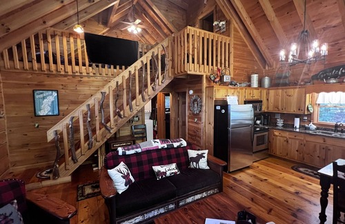 Blue Ridge Cabin | Year-Round Panoramic View: Lake BR & Layered Mtns from cabin, hot tub, decks