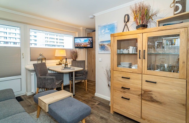 1-room vacation apartment with balcony and beach chair - only 200 meters to the beach.