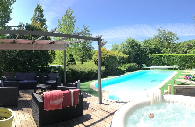 18thcentury stone mill,private,heated pool,spa, sauna & steam shower cabin.