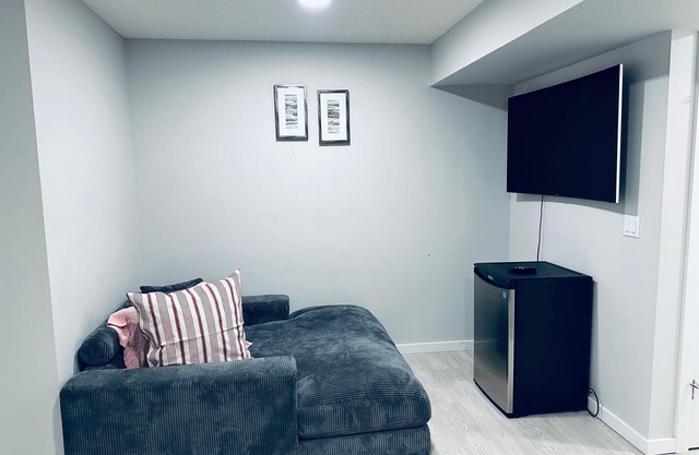 2-bedroom furnished basement suite/sleeps 5/Netflix.nPets are welcome. No stove.