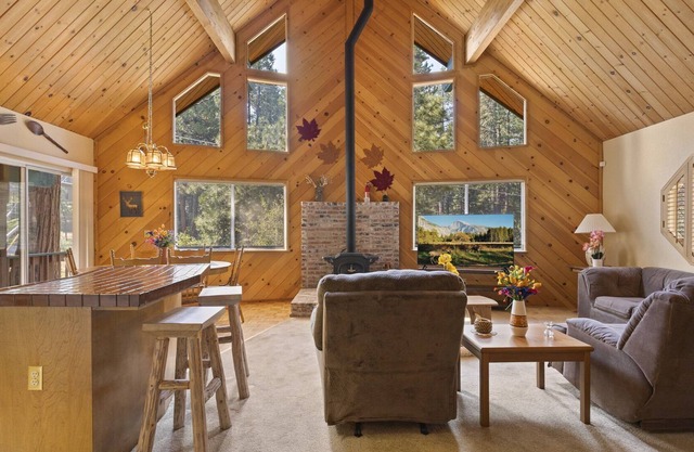 A-Frame Knotty Pine Chalet - Dogs Ok! Game Room with Pool Table, Basketball