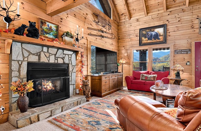 All the comfort of home log cabin, mountain View, Hot Tub, Pool Table, sleeps 10