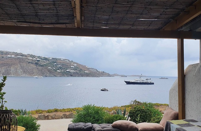 Amazing view of Ornos Bay in Mykonos