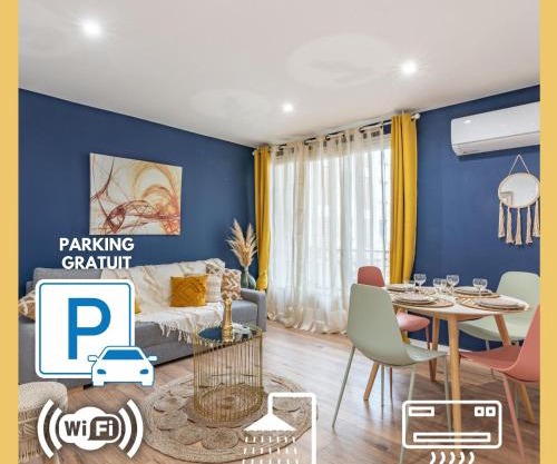 AMJA Proche clinique Saint-Roch apt 3 chambres 3 salles de bain parking gratuit idéal famille groupe coworking 10 min centre ville 10 min plage 5 min sortie autoroute