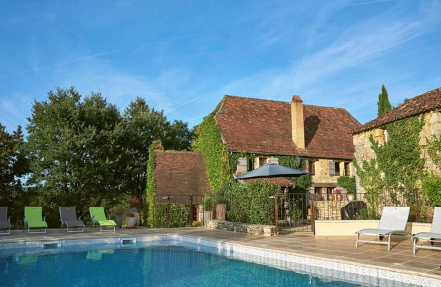 An old hillside cottage, with a beautiful pool and stunning views