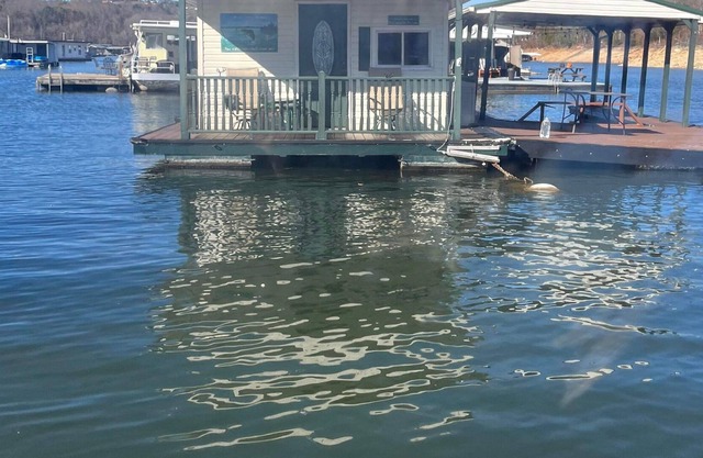 Anchored Oasis Floating house on Norris Lake.