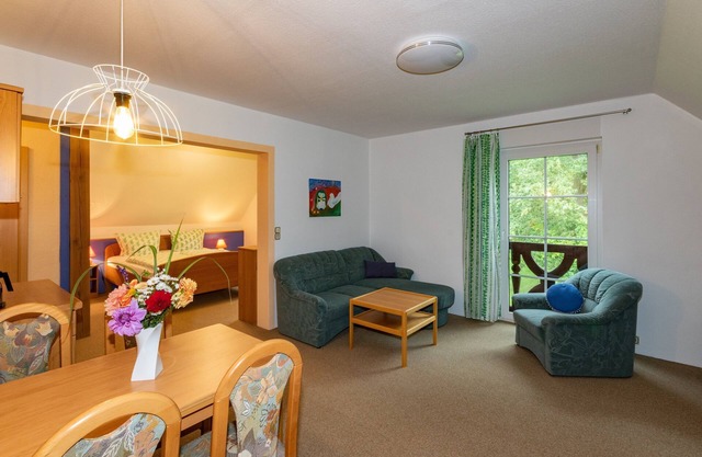 Apartment Erle, comb. Living room/bedroom/kitchenette, shower/WC (1 bedroom in the attic) - Zimmermanns Ferienhof