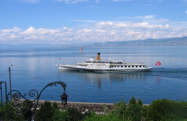 Balcony above Lake Geneva near Evian-les-Bains-le lac and Thollon-le ski