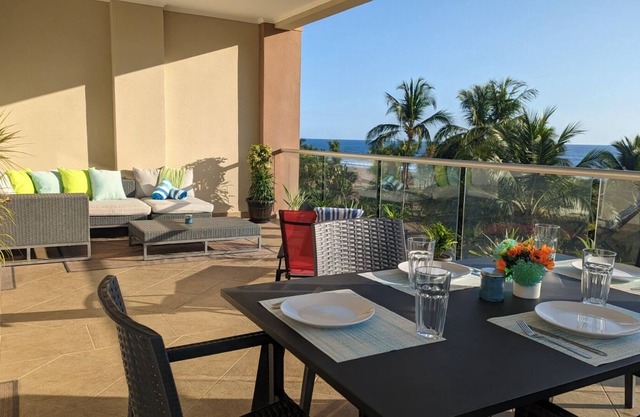 Beachfront access with large covered private balcony