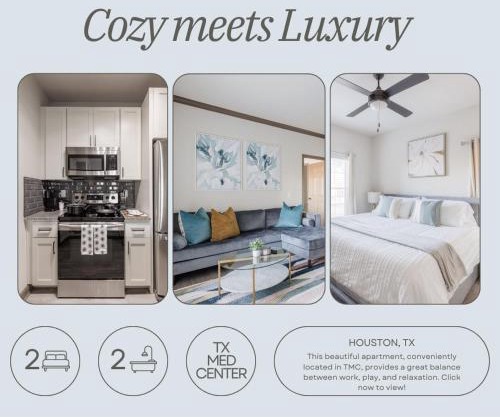 Beautiful 2 BR 2 BA, NRG, Medical Center, Downtown, Free WiFi, Pool