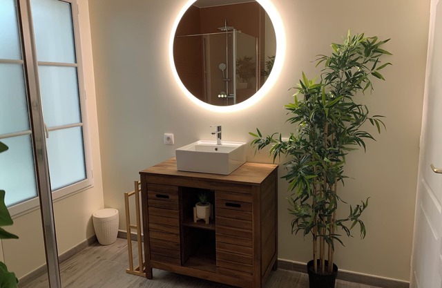 Bedroom with separate bathroom