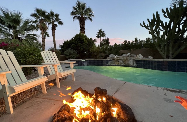 Boho-chic, Salt water, Poolside Firepit, Al-fresco dining