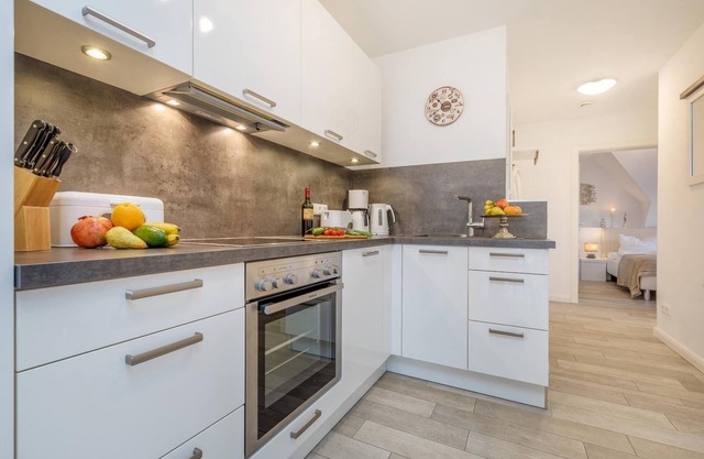 Bright, modern vacation apartment with upscale furnishings and a view of the Bodden