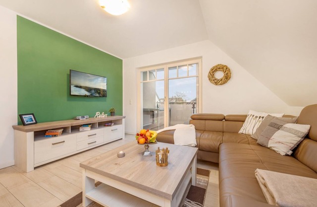 Bright, modern vacation apartment with upscale furnishings and a view of the Bodden