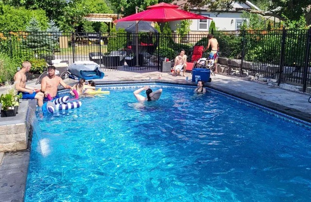 Bring your tent and camp. With a pool , basketball court . Shared the pool.