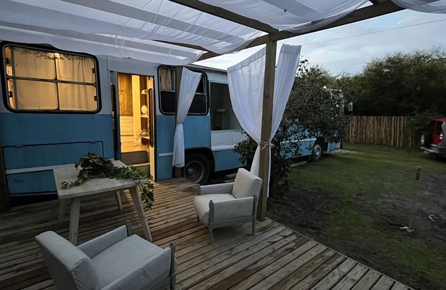 Bus house on the riverfront