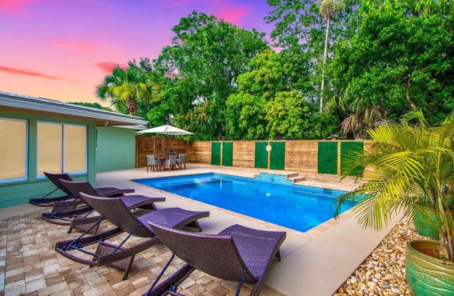 Coastal Boho Escape w/Fenced-In Heated Poolnn