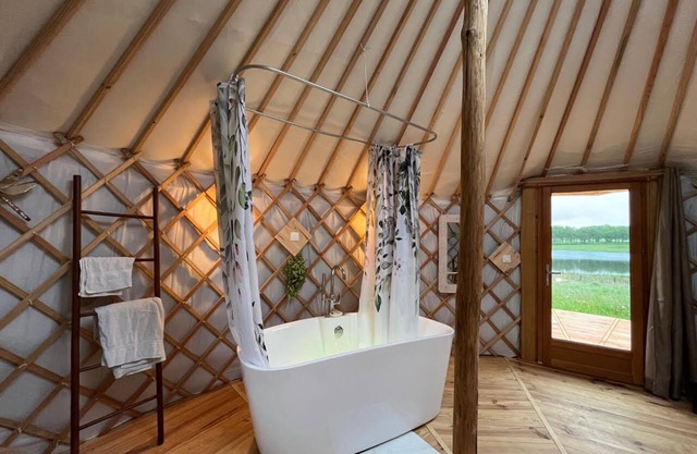 Comfortable yurt with lake view.