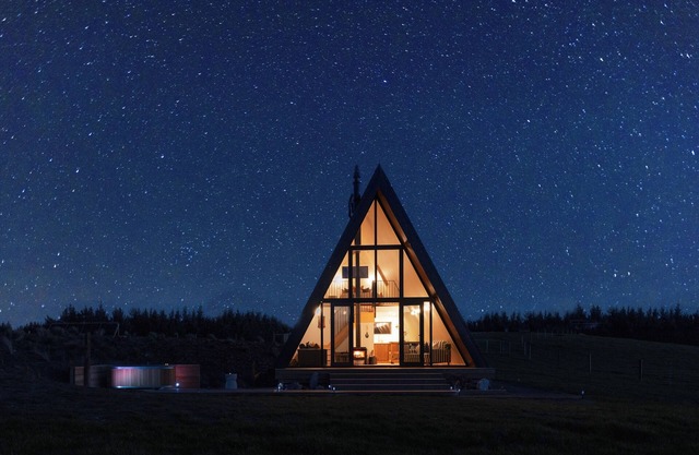 Cozy A Frame Cabin located on a working sheep and beef farm with hot tub