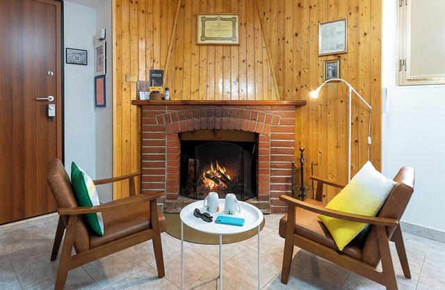 Cozy apartment with fireplace.